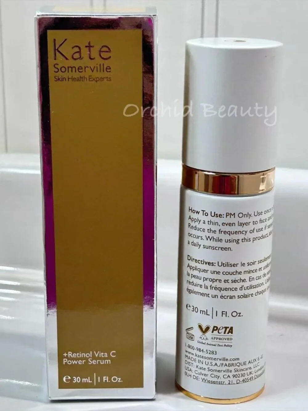 New Kate Somerville +Retinol Vita C Power Night Serum~Full Size 30 ml/1 oz